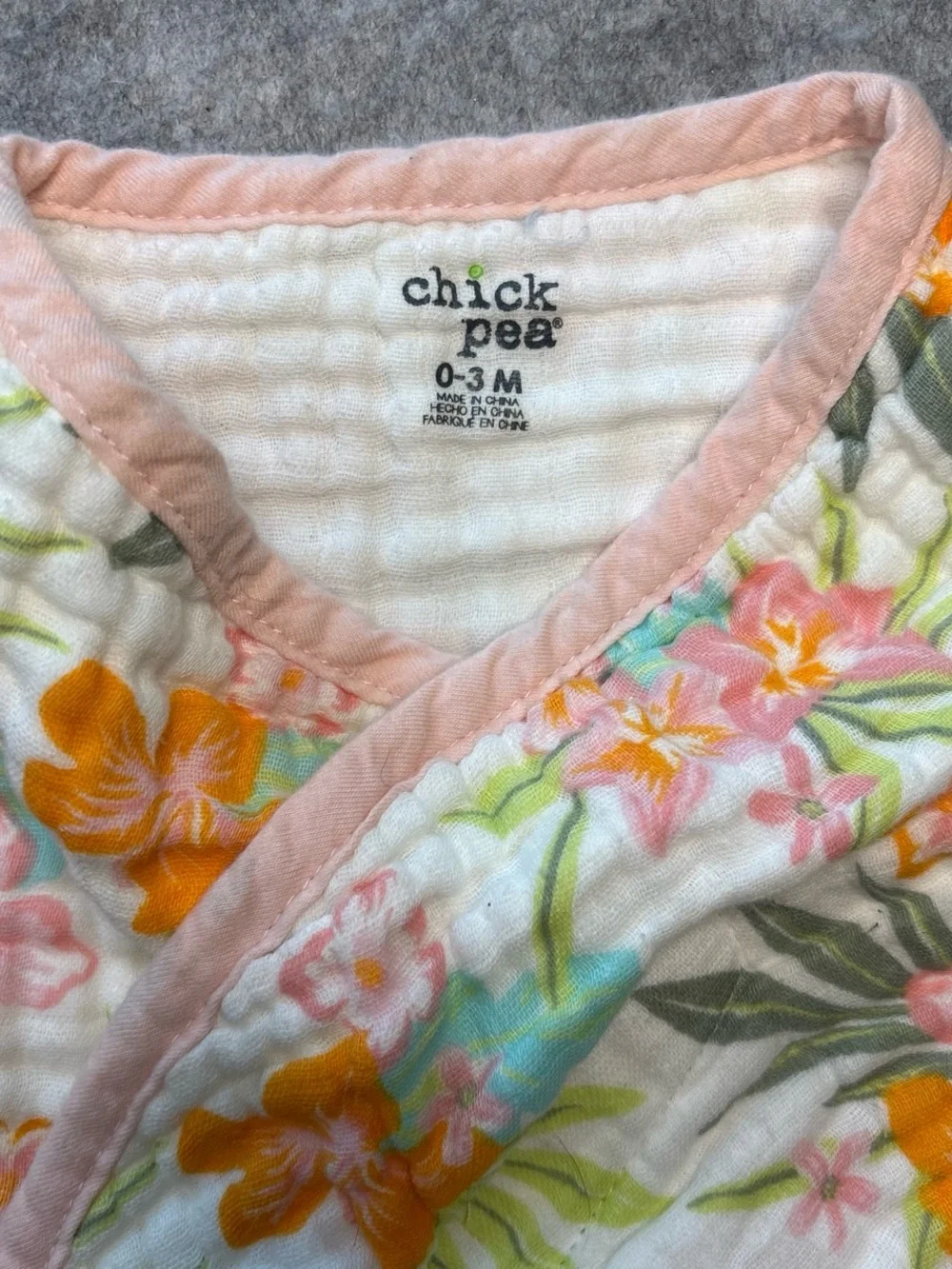 chick pea Quilted Floral Baby Sleep Sack in Pink, Orange & Aqua